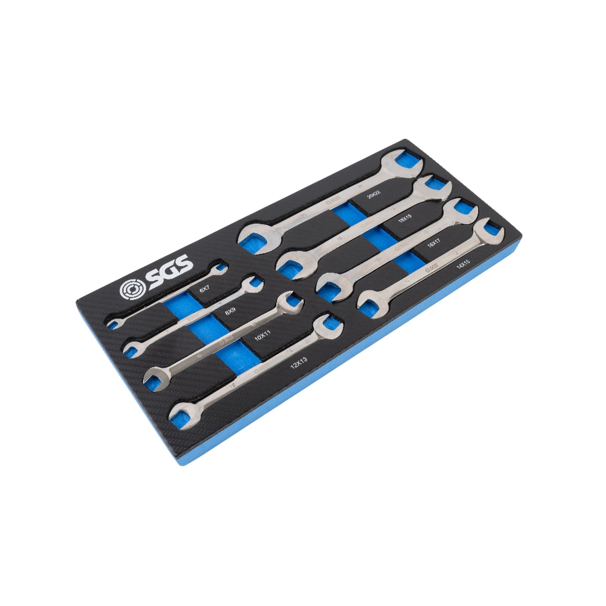 SGS 8pc Metric Open Ended Spanner Set | 6mm-22mm | Foam Insert